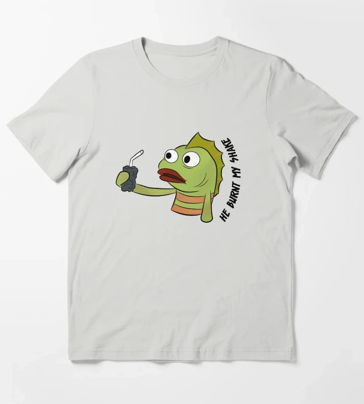 He Burnt My Shake T-Shirt Light Grey