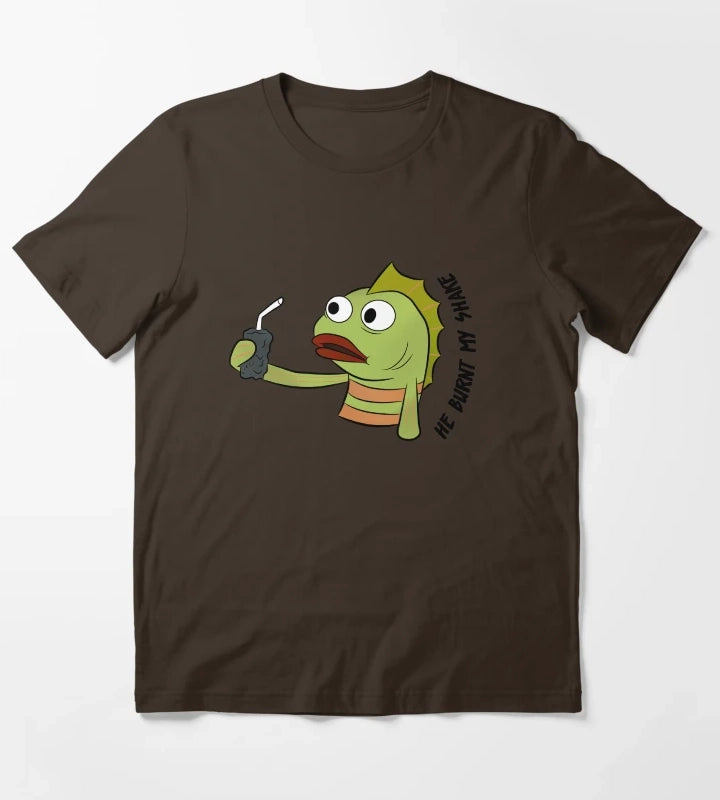 He Burnt My Shake T-Shirt Brown