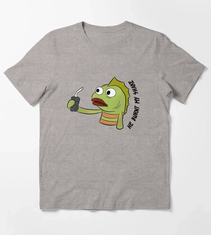 He Burnt My Shake T-Shirt Heather Grey