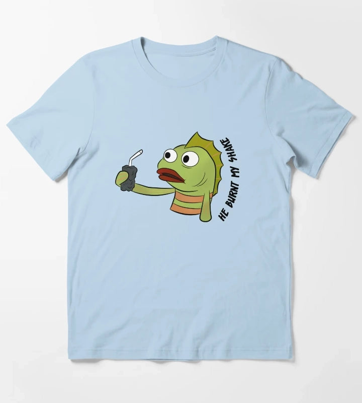 He Burnt My Shake T-Shirt Sky Blue