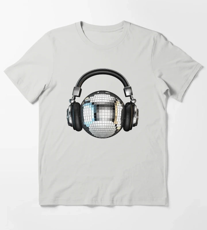 Headphone disco ball T-Shirt Light Grey