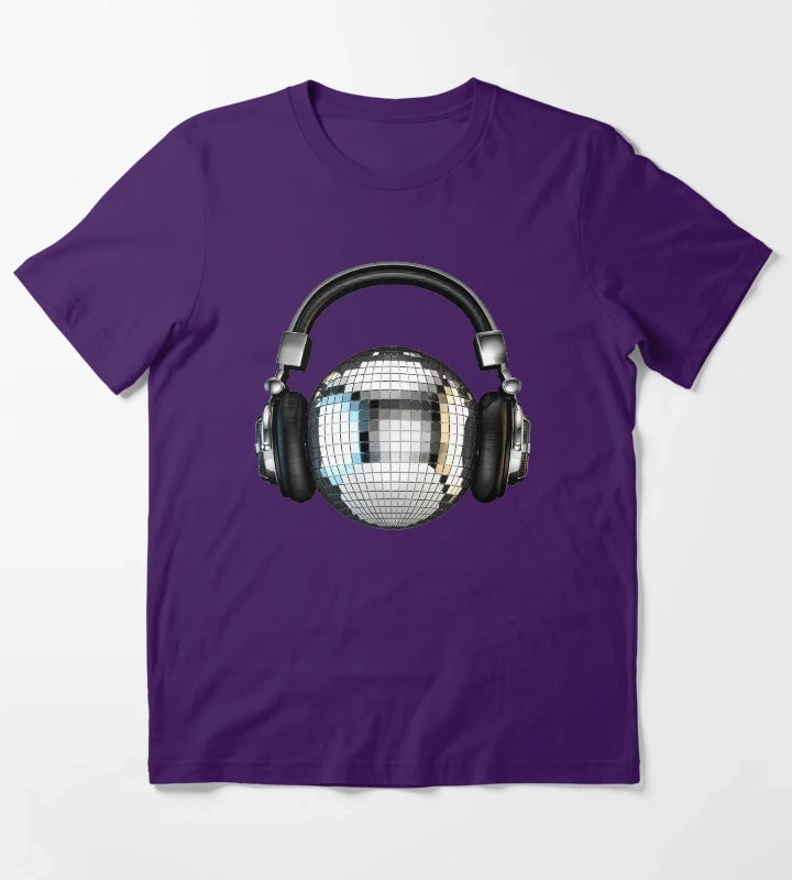 Headphone disco ball T-Shirt Purple