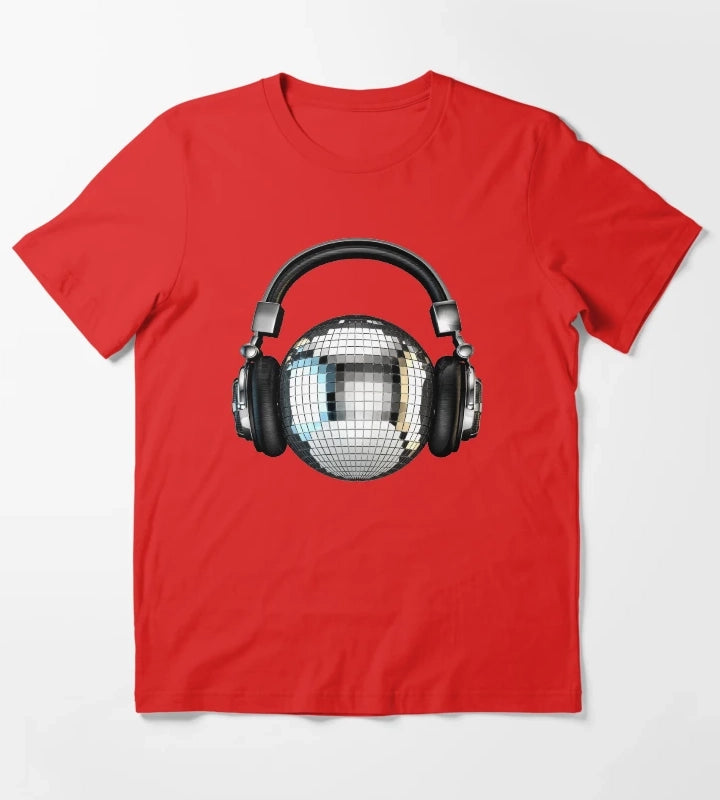 Headphone disco ball T-Shirt Red