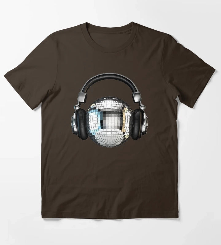 Headphone disco ball T-Shirt Brown