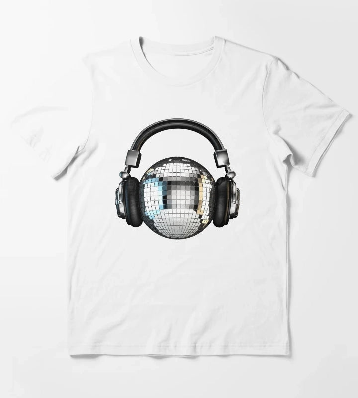 Headphone disco ball T-Shirt White