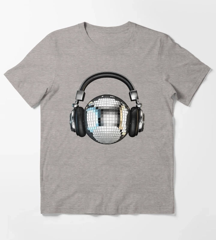 Headphone disco ball T-Shirt Heather Grey