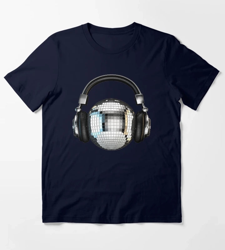 Headphone disco ball T-Shirt Navy