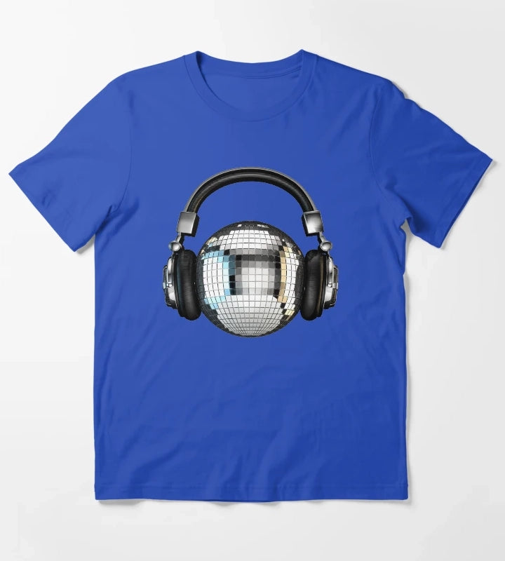 Headphone disco ball T-Shirt Blue