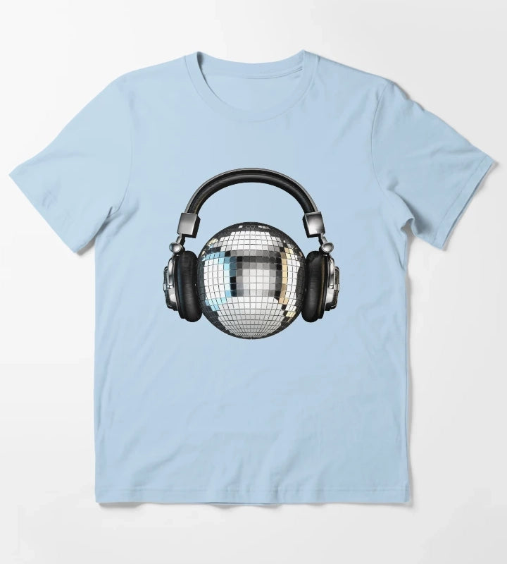 Headphone disco ball T-Shirt Sky Blue