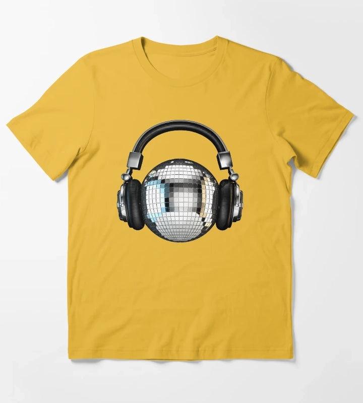 Headphone disco ball T-Shirt Yellow