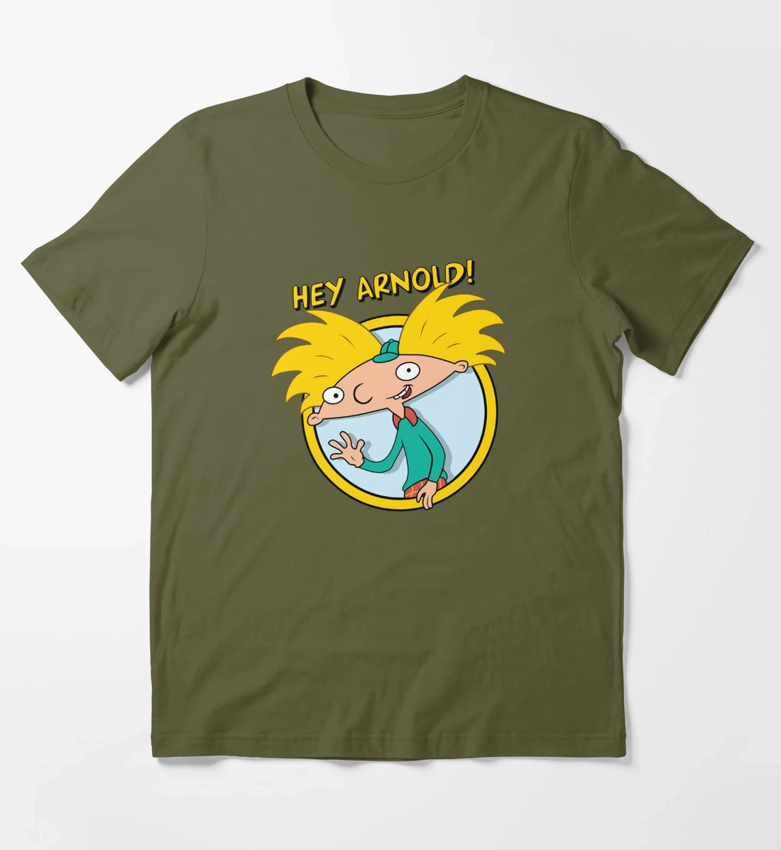Hey Arnold Arnold Classic Wave Poster T-Shirt Olive Green