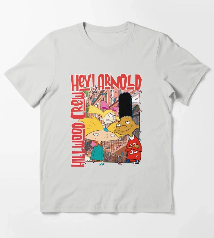 Hey Arnold Colorful Hillwood Poster T-Shirt Light Grey