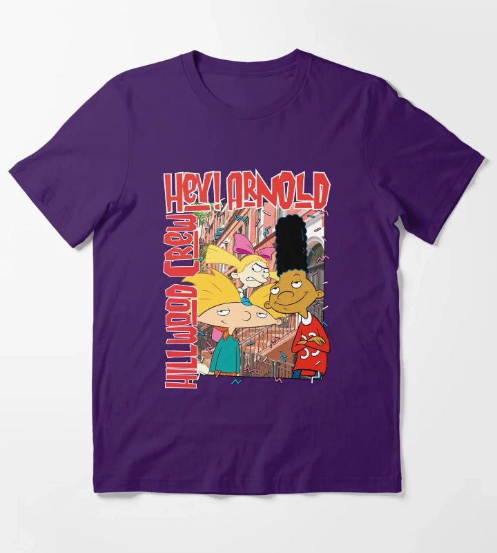 Hey Arnold Colorful Hillwood Poster T-Shirt Purple