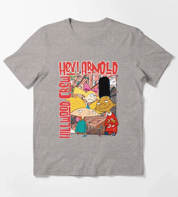 Hey Arnold Colorful Hillwood Poster T-Shirt Heather Grey
