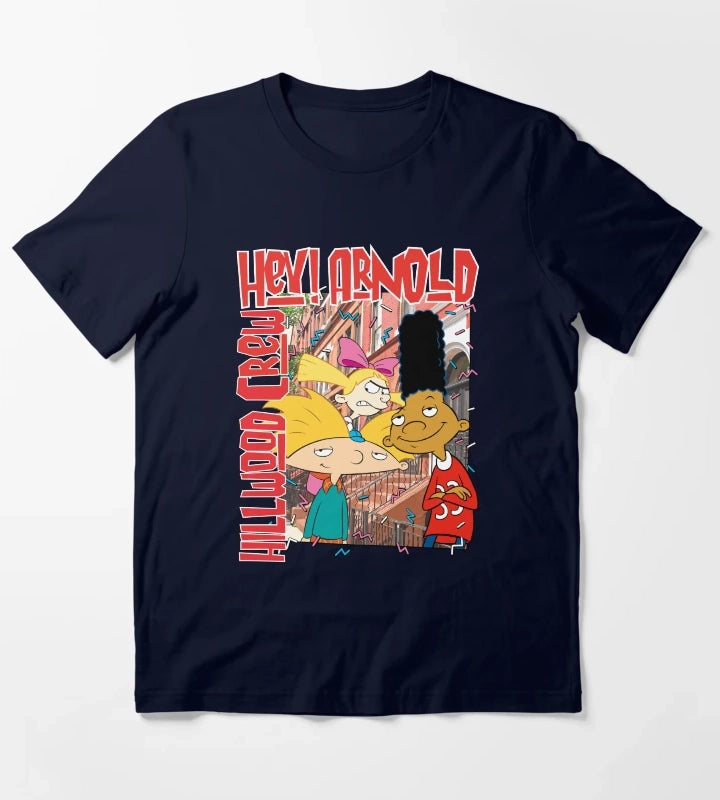 Hey Arnold Colorful Hillwood Poster T-Shirt Navy