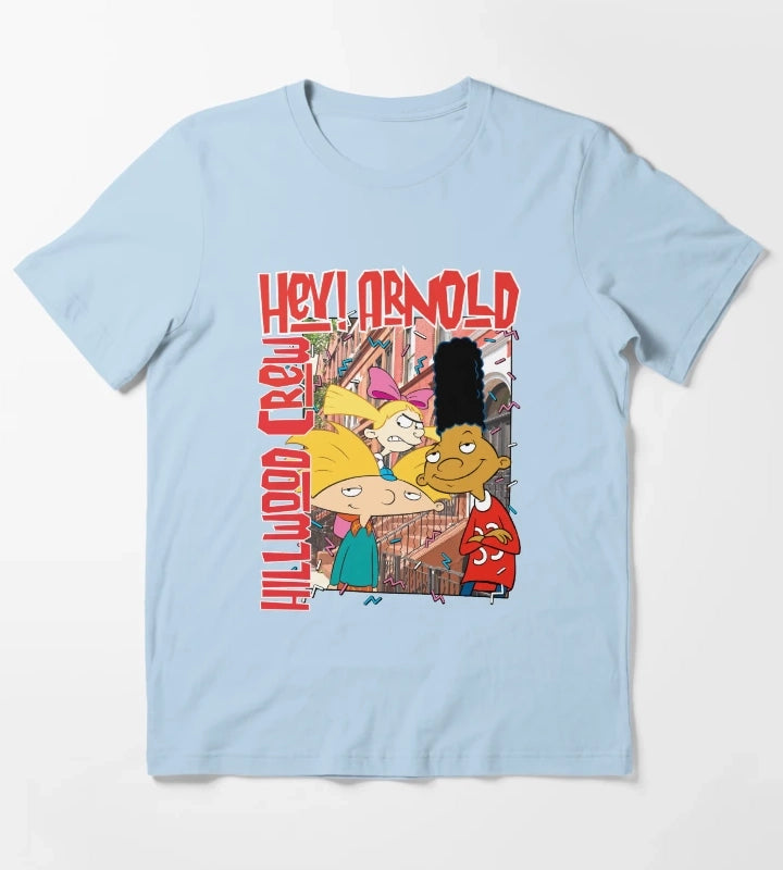 Hey Arnold Colorful Hillwood Poster T-Shirt Sky Blue