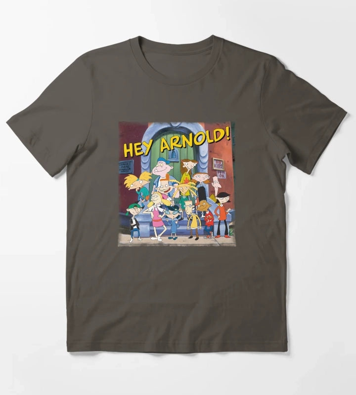 Hey Arnold Friends Group Shot Poster T-Shirt Dark Grey