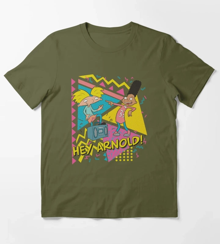Hey Arnold Gerald Best Friends Boombox T-Shirt Olive Green