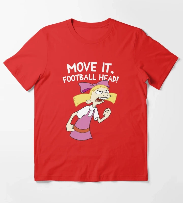 Hey Arnold Helga Move It Football Head T-Shirt Red