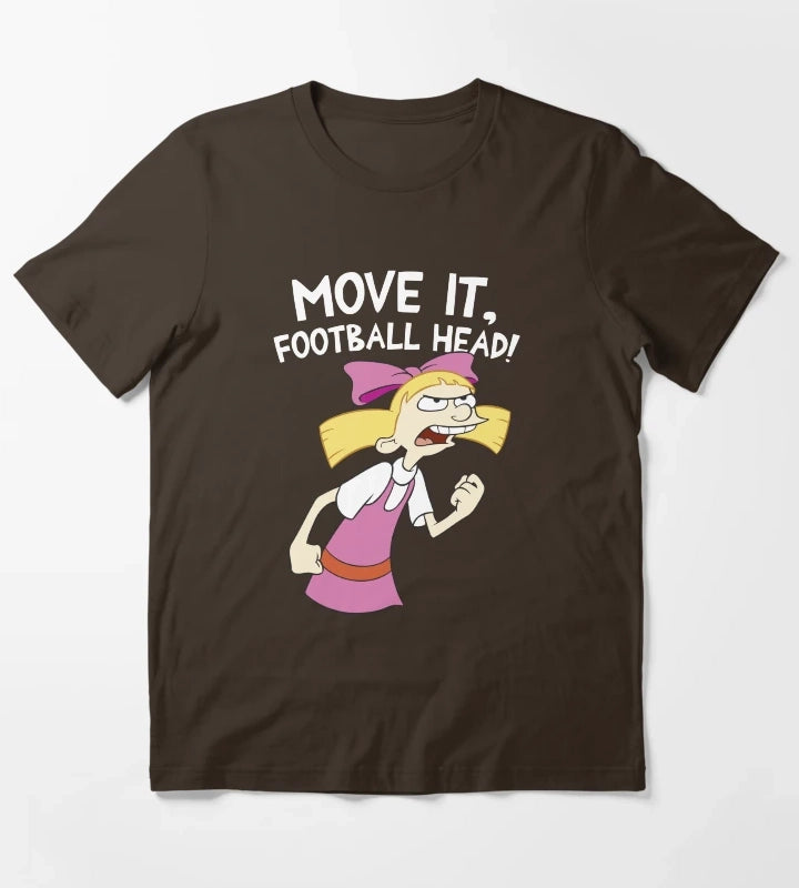 Hey Arnold Helga Move It Football Head T-Shirt Brown