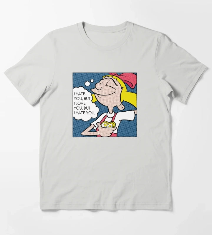 Hey Arnold Helga Pop Art Love Poster T-Shirt Light Grey