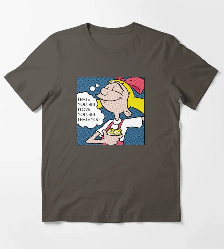 Hey Arnold Helga Pop Art Love Poster T-Shirt Dark Grey
