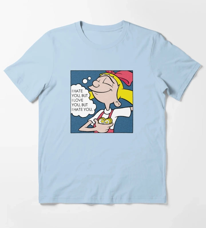Hey Arnold Helga Pop Art Love Poster T-Shirt Sky Blue