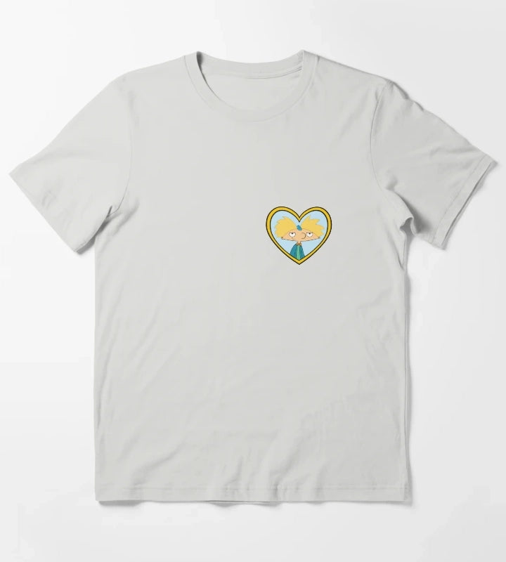 Hey Arnold Helgas Heart Locket T-Shirt Light Grey