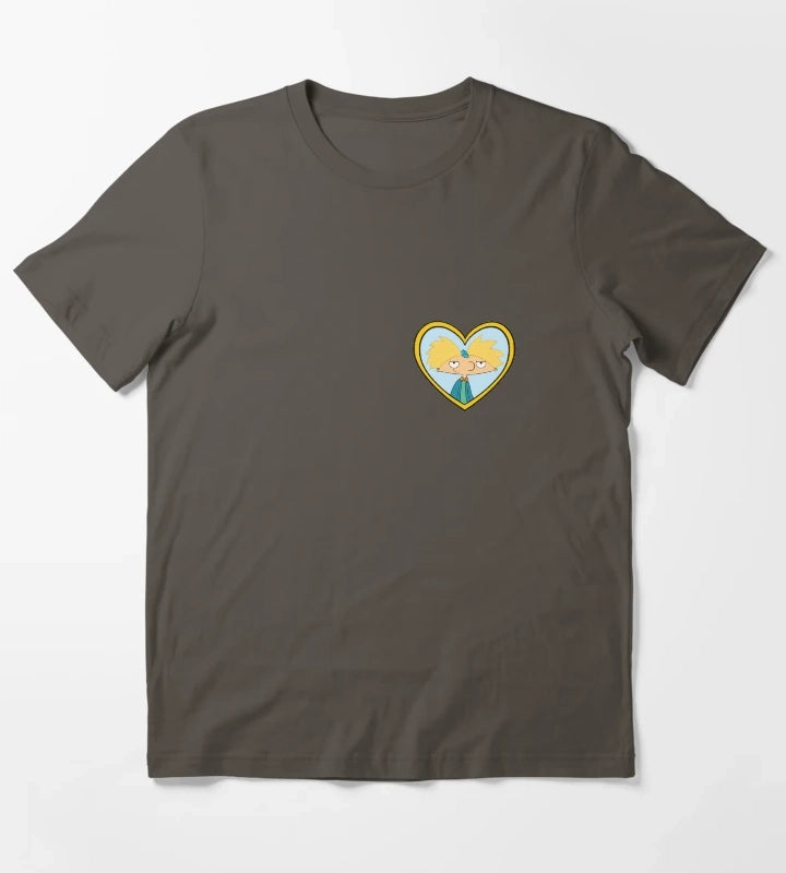 Hey Arnold Helgas Heart Locket T-Shirt Dark Grey