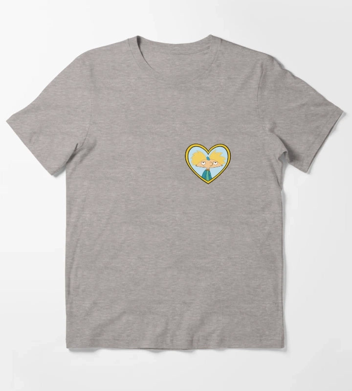 Hey Arnold Helgas Heart Locket T-Shirt Heather Grey