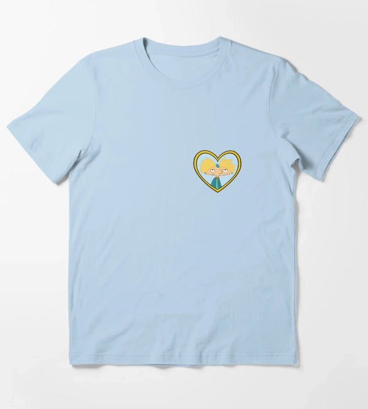 Hey Arnold Helgas Heart Locket T-Shirt Sky Blue