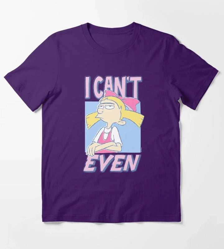 Hey Arnold Iconic Helga Pataki I Cant Even Big Chest Logo T-Shirt Purple