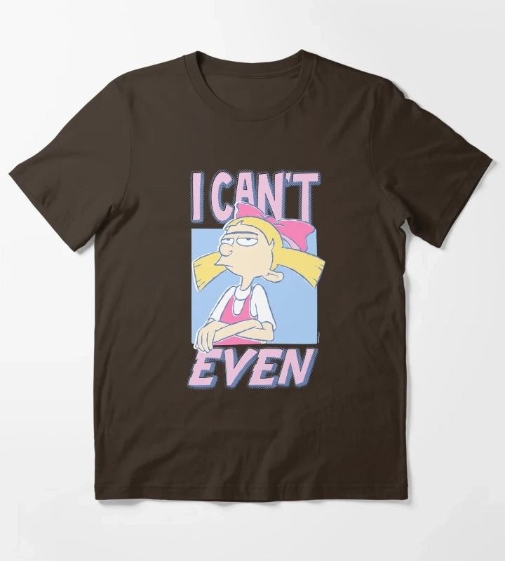 Hey Arnold Iconic Helga Pataki I Cant Even Big Chest Logo T-Shirt Brown