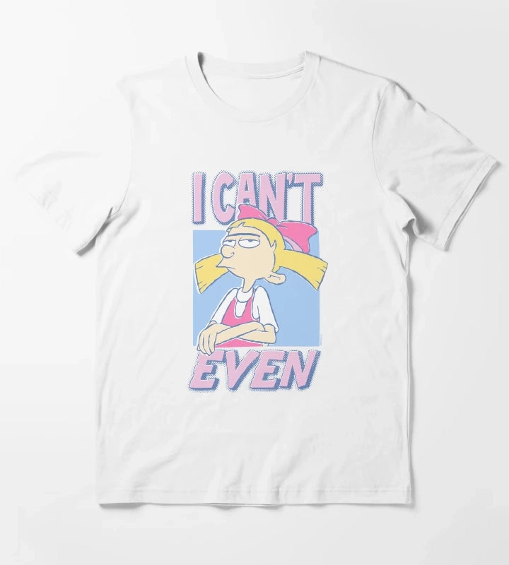 Hey Arnold Iconic Helga Pataki I Cant Even Big Chest Logo T-Shirt White
