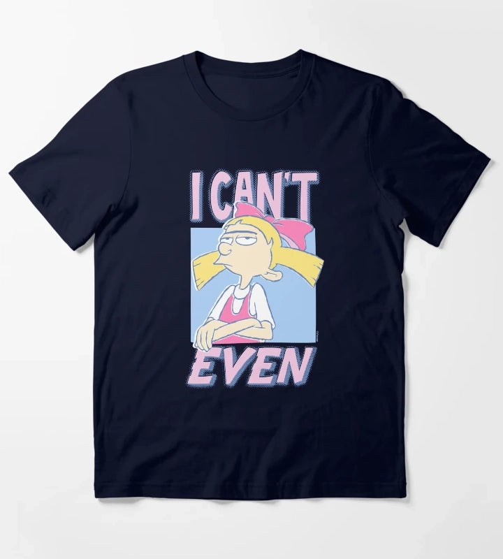 Hey Arnold Iconic Helga Pataki I Cant Even Big Chest Logo T-Shirt Navy