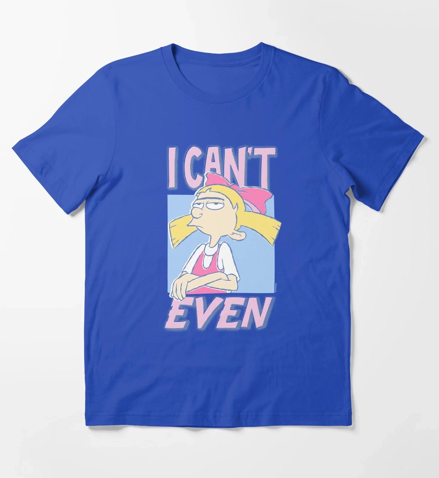 Hey Arnold Iconic Helga Pataki I Cant Even Big Chest Logo T-Shirt Blue
