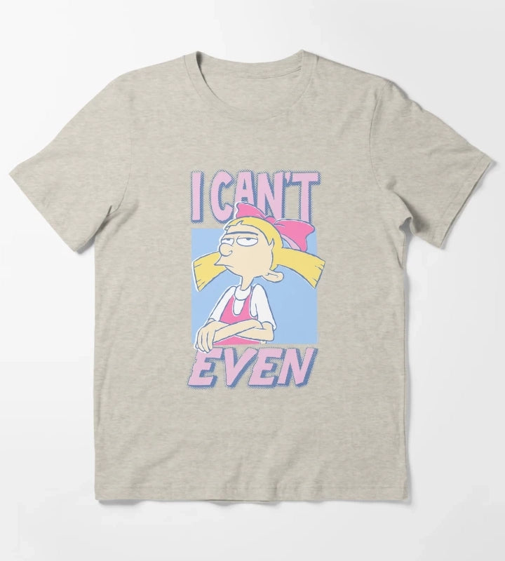 Hey Arnold Iconic Helga Pataki I Cant Even Big Chest Logo T-Shirt Cream