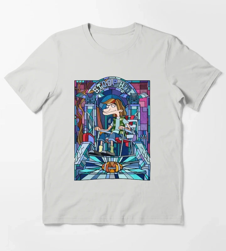 Hey Arnold Stoop Kid Stained Glass Portrait T-Shirt Light Grey
