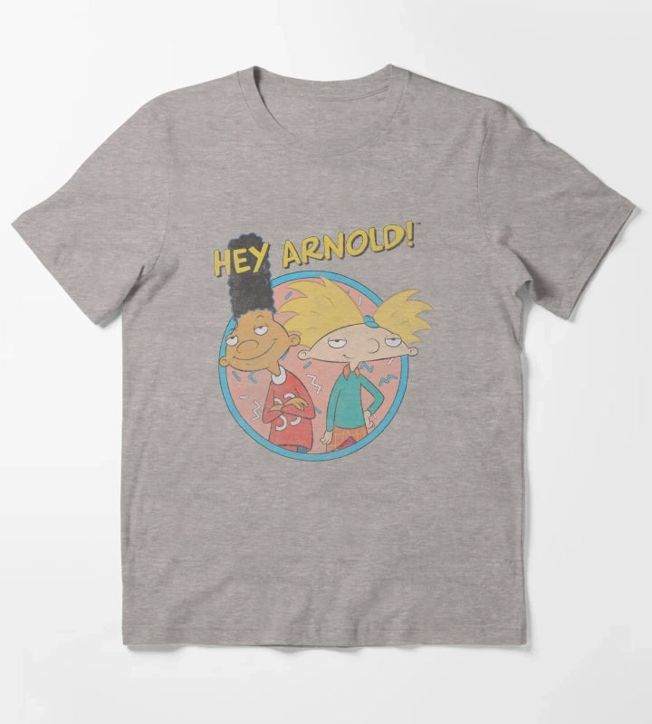 Hey Arnold Vintage Best Friends Circle Retro T-Shirt Heather Grey