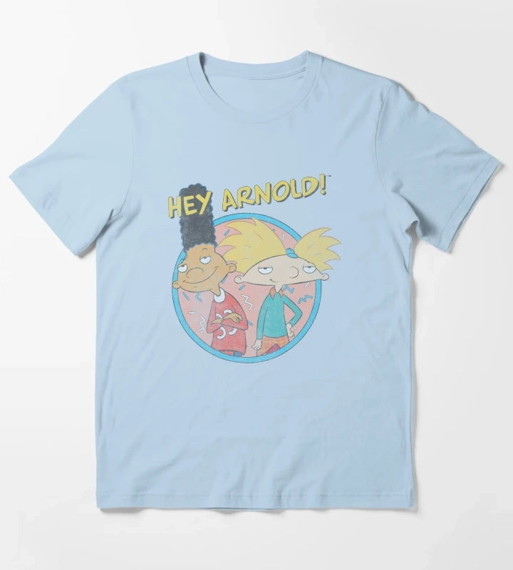 Hey Arnold Vintage Best Friends Circle Retro T-Shirt Sky Blue