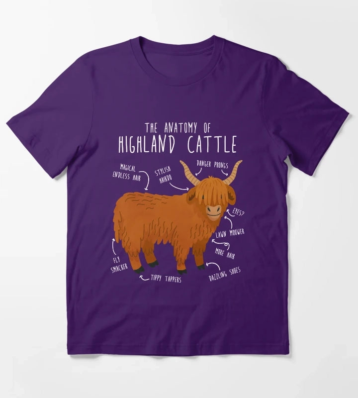 Highland Cow Anatomy T-Shirt Purple