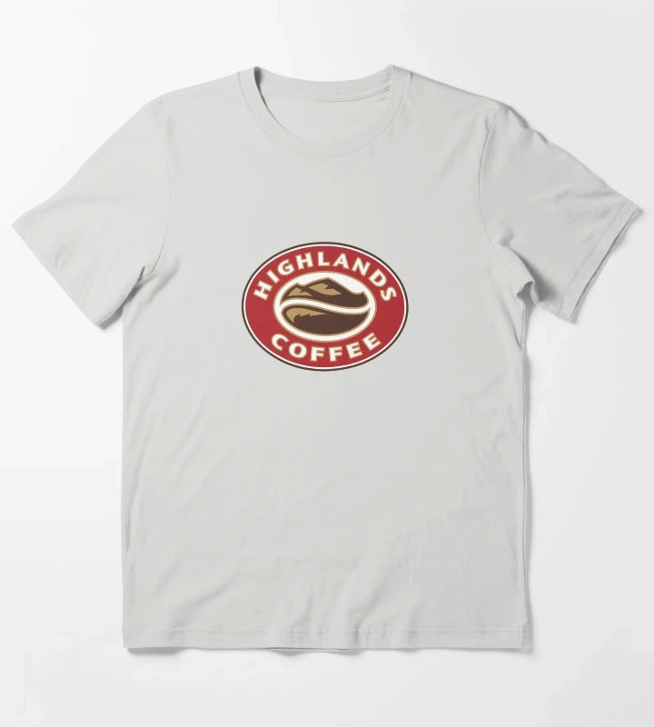 Highlands Coffee Vietnam Logo Print T-Shirt Light Grey