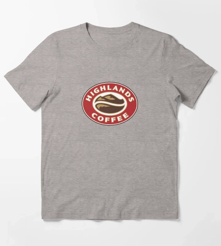 Highlands Coffee Vietnam Logo Print T-Shirt Heather Grey