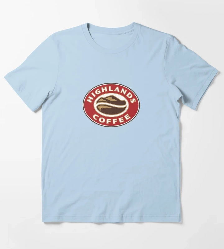 Highlands Coffee Vietnam Logo Print T-Shirt Sky Blue