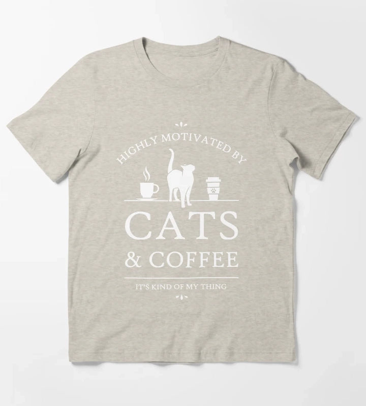 Highly Motivated by Cats and Coffee T-Shirt Cream