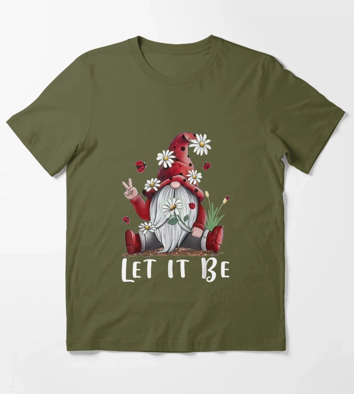 Hippie Gnome Daisy Flower Baby Hippy Style T-Shirt Olive Green