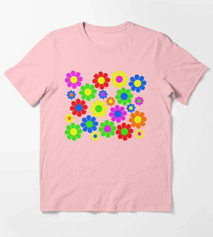 Hippy Flower Daisy Spring Pattern T-Shirt Dark Grey