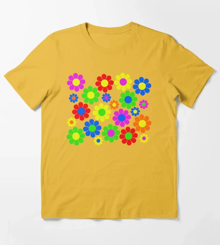 Hippy Flower Daisy Spring Pattern T-Shirt Yellow
