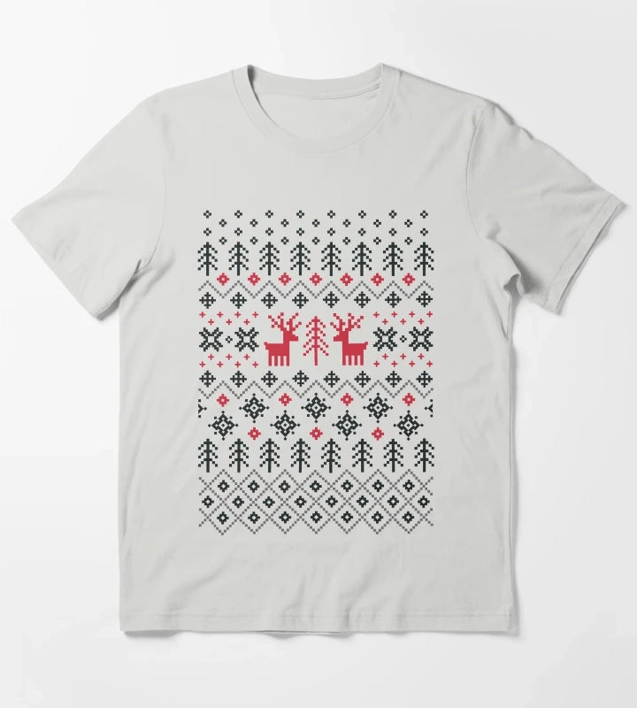 Holiday Sweater Pattern T-Shirt Light Grey