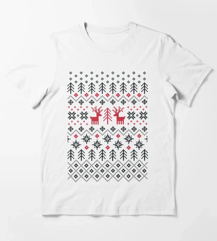 Holiday Sweater Pattern T-Shirt White